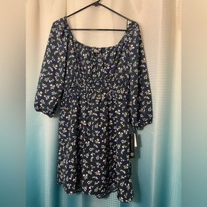 As U Wish off the shoulder smocked floral mini dress. size L